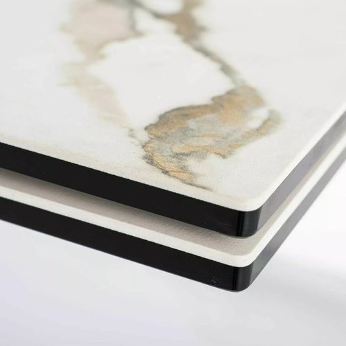 Table Design Céramique Effet Marbre Blanc 160-240 Cm Gatien