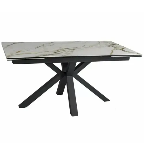 Table Design Céramique Effet Marbre Blanc 160-240 Cm Gatien