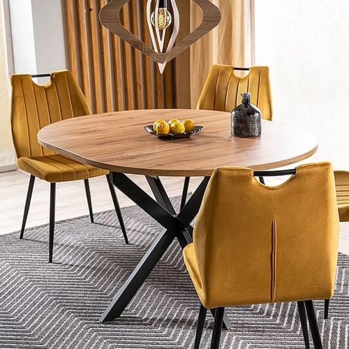 Table Ronde 100 / 135 Cm Style Bois Et Pieds Métal Larry