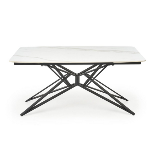 Table à Manger Extensible 160/240 Cm - Plateau Aspect Marbre Blanc Beatrix