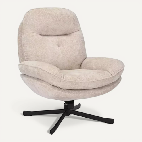 Fauteuil Pivotant à 360° En Tissu Moelleux Sans Accoudoirs Couleur Beige Zalka
