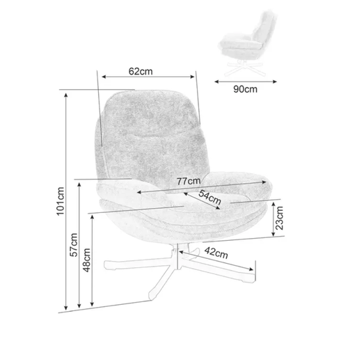 Fauteuil Pivotant à 360° En Tissu Moelleux Sans Accoudoirs Couleur Beige Zalka