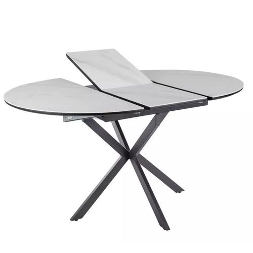 Table Ronde Extensible Céramique Blanche 100 / 135 Cm Larry