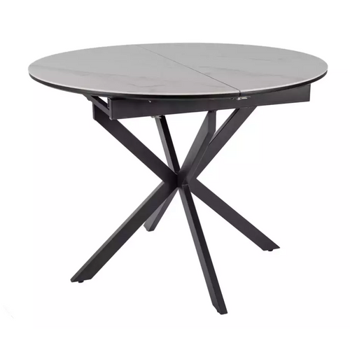 Table Ronde Extensible Céramique Blanche 100 / 135 Cm Larry