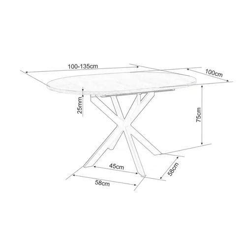 Table Ronde Extensible Céramique Blanche 100 / 135 Cm Larry