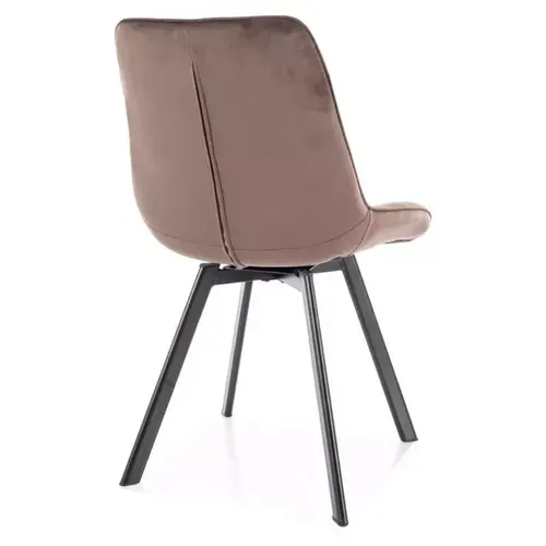 Chaise Velours Pivotante Cappuccino Piétement Métal Noir Mat Assise Haute Et Design Doux Montaj