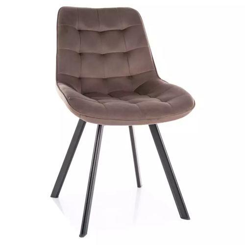 Chaise Velours Pivotante Cappuccino Piétement Métal Noir Mat Assise Haute Et Design Doux Montaj