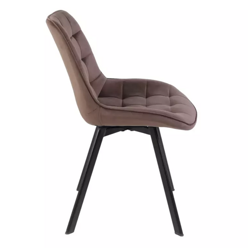 Chaise Velours Pivotante Cappuccino Piétement Métal Noir Mat Assise Haute Et Design Doux Montaj