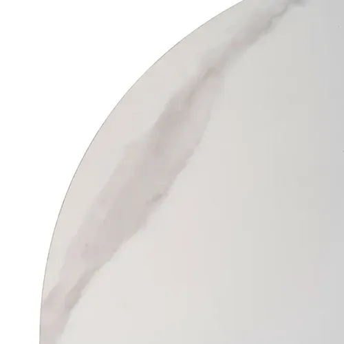 Table à Manger Ovale 180 Cm Blanc Céramique Style Marbre Et Pied Rainuré Bois Vintage