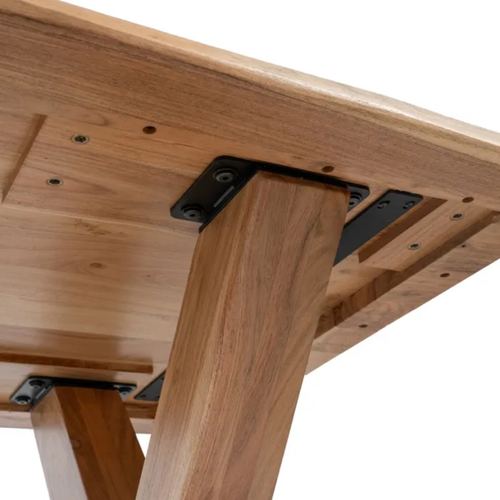 Table à Manger 240 Cm En Bois Acacia Massif Pieds Croisés Ajustables Olisar