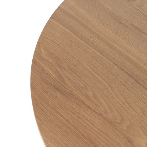 Table à Manger Ronde 120 Cm Finition Bois Naturel Piètement Conique Lyssoria