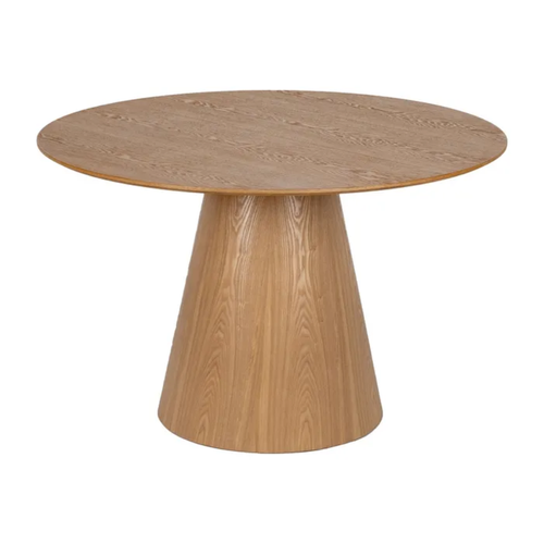 Table à Manger Ronde 120 Cm Finition Bois Naturel Piètement Conique Lyssoria