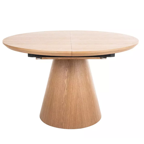 Table Ronde Extensible De 120 Cm Chêne Naturel Avec Pied En Chêne Sorin