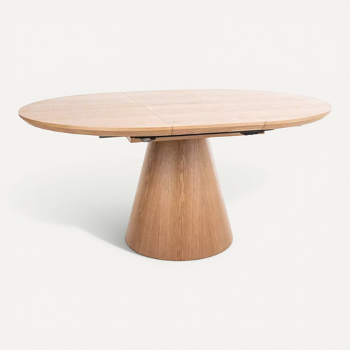Table Ronde Extensible De 120 Cm Chêne Naturel Avec Pied En Chêne Sorin