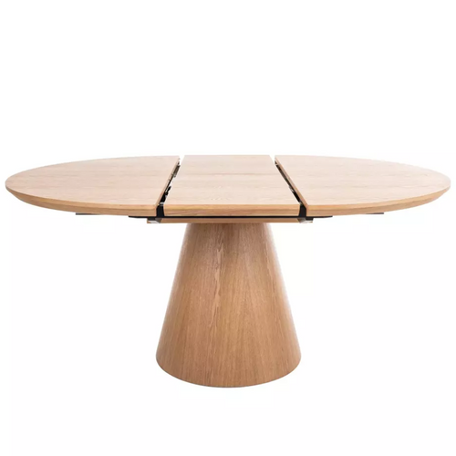 Table Ronde Extensible De 120 Cm Chêne Naturel Avec Pied En Chêne Sorin