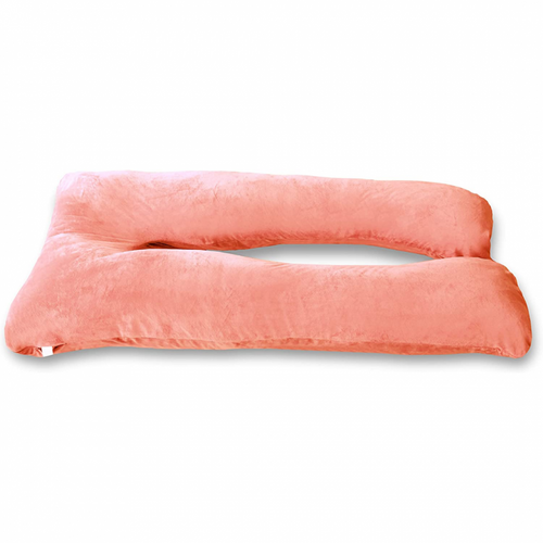Coussin De Grossesse Déhoussable En Velours 140x80 Cm Rose
