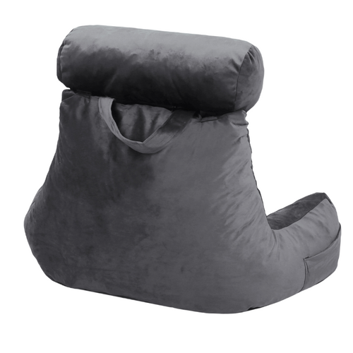 Coussin De Lecture Velours Gris Clair 65 X 80 Cm