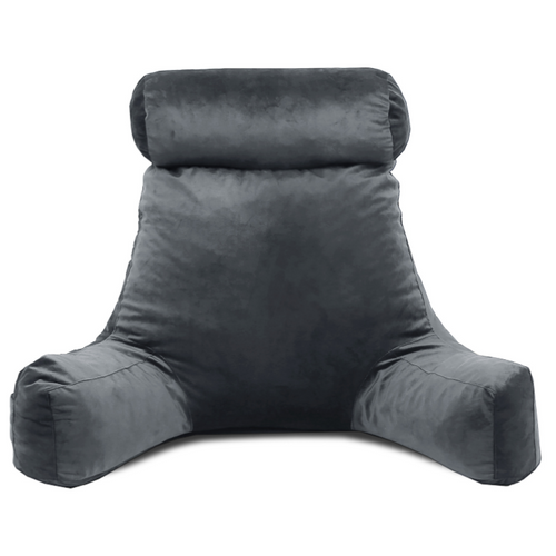 Coussin De Lecture Velours Gris Clair 65 X 80 Cm