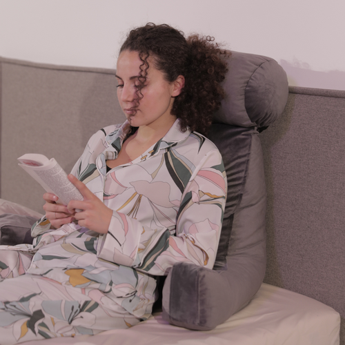 Coussin De Lecture Velours Gris Clair 65 X 80 Cm