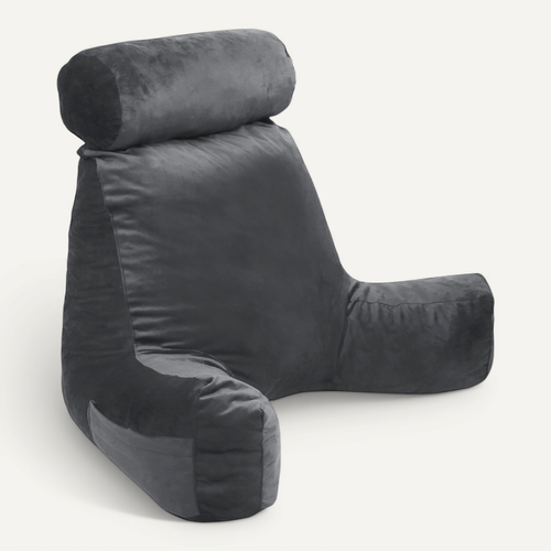 Coussin De Lecture Velours Gris Clair 65 X 80 Cm