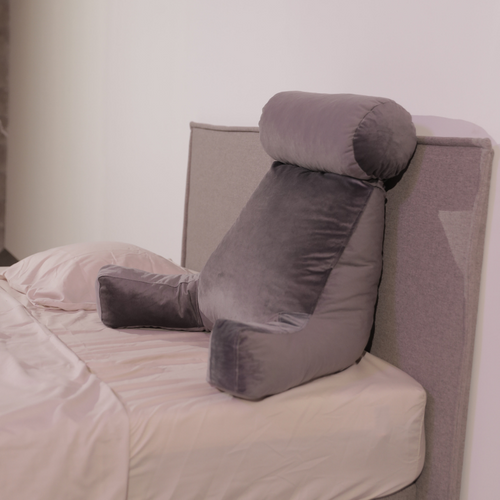 Coussin De Lecture Velours Gris Clair 65 X 80 Cm