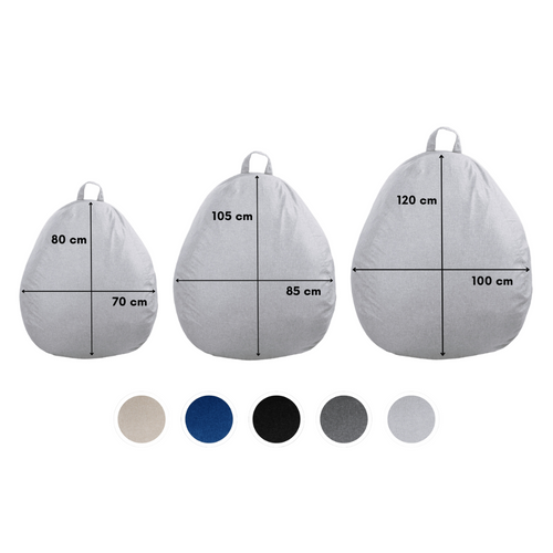 Pouf Poire Déhoussable Gris 80 X 70 Cm