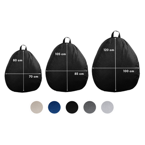 Pouf Poire Déhoussable Noir 80 X 70 Cm