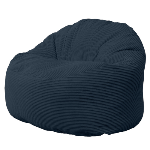 Pouf Velours Côtelé Épais 100cm Bleu Foncé