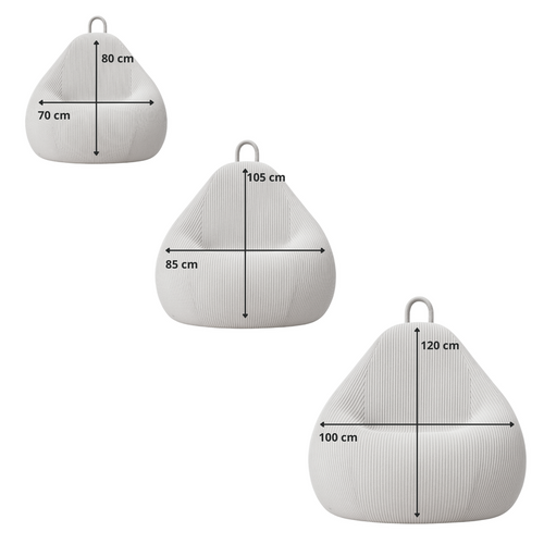 Pouf Poire Déhoussable Velours Côtelé - 80x70 Cm Gris Clair