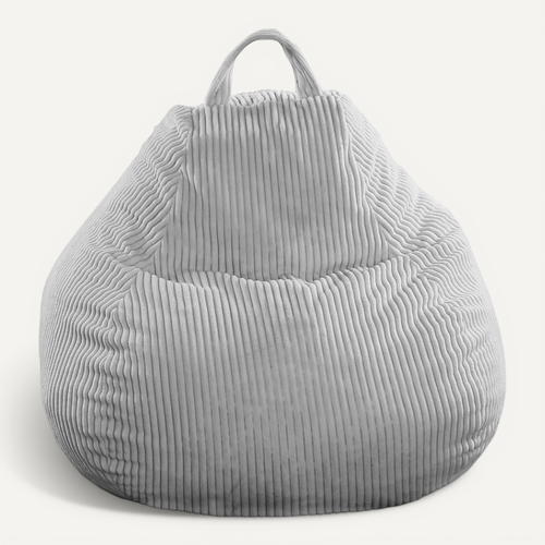 Pouf Poire Déhoussable Velours Côtelé - 80x70 Cm Gris Clair