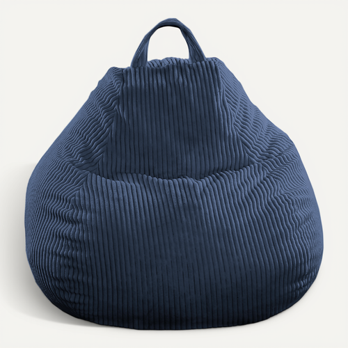 Pouf Poire Déhoussable Velours Côtelé - 80x70 Cm Bleu Foncé