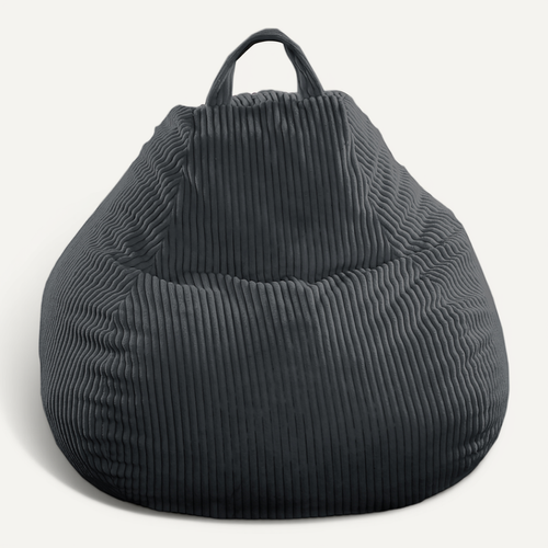Pouf Poire Déhoussable Velours Côtelé - 105x85 Cm Gris Foncé