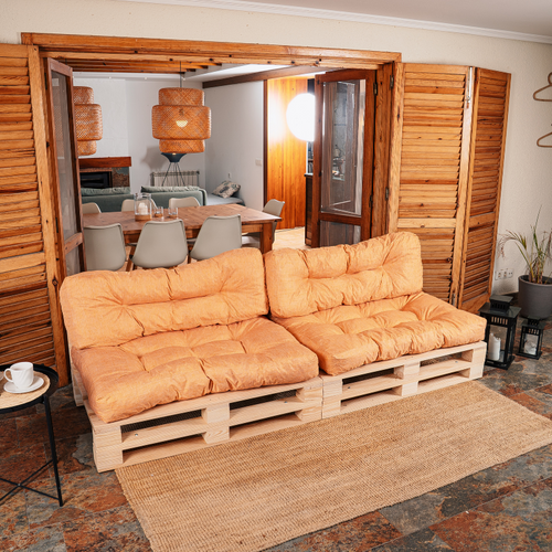 Coussins Palette Lot X2 En Polyester 120x80cm/120x40cm Orange