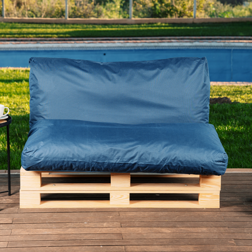 Coussin Palette Déhoussable Imperméable 120 X 60 Cm Bleu