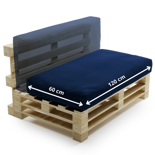 Coussin Palette Déhoussable Imperméable 120 X 60 Cm Bleu
