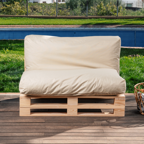 Coussin Palette Déhoussable Imperméable 120 X 60 Cm Beige