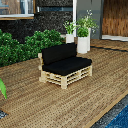 Coussin Palette Déhoussable Imperméable Dossier 120 X 40 Cm Noir