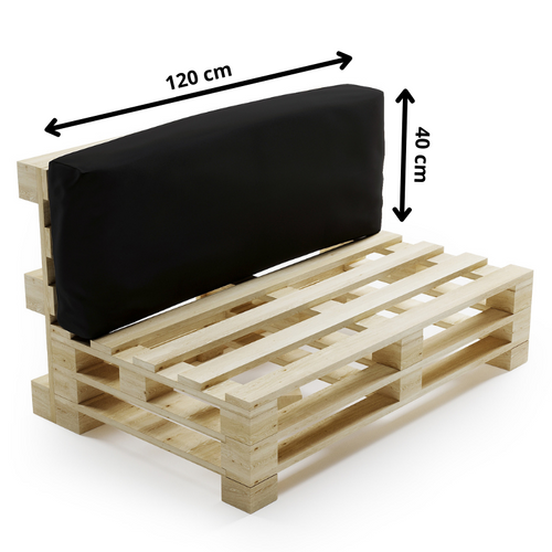 Coussin Palette Déhoussable Imperméable Dossier 120 X 40 Cm Noir