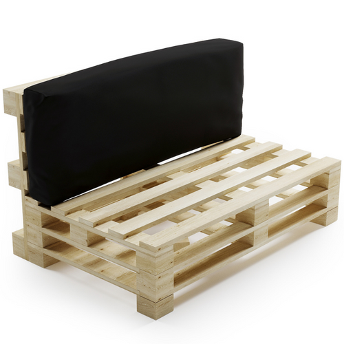 Coussin Palette Déhoussable Imperméable Dossier 120 X 40 Cm Noir