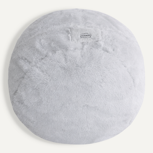 Pouf Géant Déhoussable Fausse Fourrure Gris Clair 140 Cm
