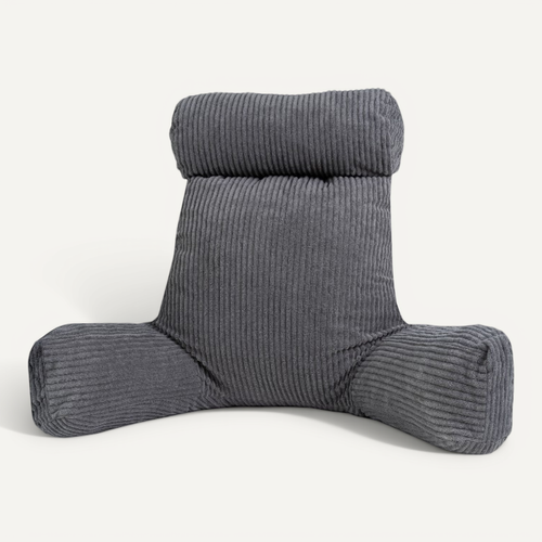 Coussin De Lecture Déhoussable En Velours Côtelé 80x50x70 Cm Gris