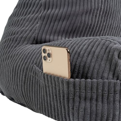 Coussin De Lecture Déhoussable En Velours Côtelé 80x50x70 Cm Gris