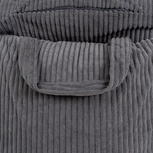 Coussin De Lecture Déhoussable En Velours Côtelé 80x50x70 Cm Gris