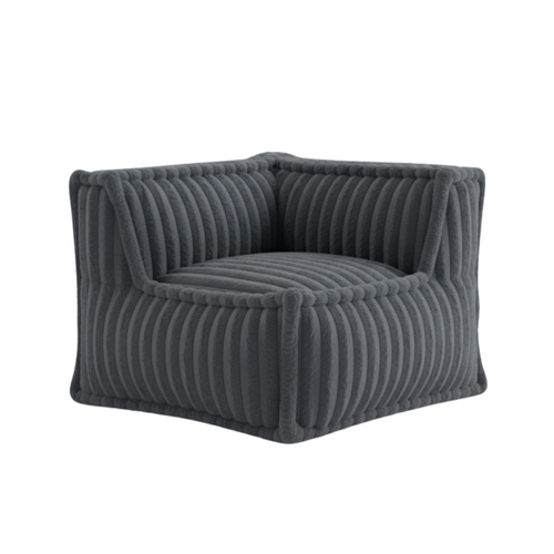 Module D'angle Droit Pour Canapé Modulable Fourrure Côtelée 90x90 Cm Gris Foncé