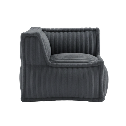 Module D'angle Droit Pour Canapé Modulable Fourrure Côtelée 90x90 Cm Gris Foncé