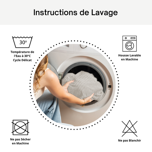 Pouf Déhoussable En Velours Côtelé 55x30 Cm Gris Clair