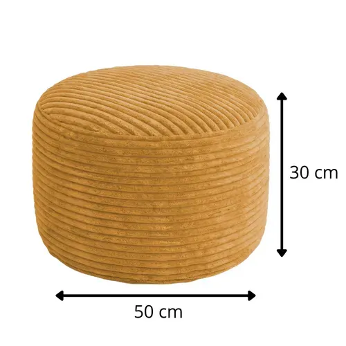 Pouf Déhoussable En Velours Côtelé 55x30 Cm Jaune Moutarde