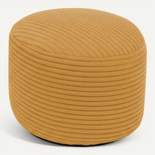 Pouf Déhoussable En Velours Côtelé 55x30 Cm Jaune Moutarde