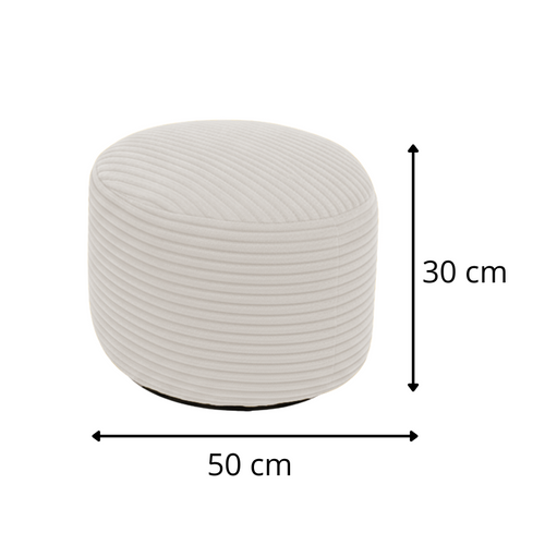Pouf Déhoussable En Velours Côtelé 55x30 Cm Beige
