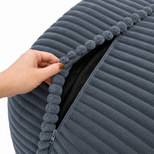 Pouf XXL Déhoussable En Velours Côtelé 110x100 Cm Gris Foncé